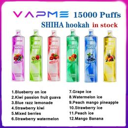 Original Vapme Shisha 15000 Puffs engångsvapspenna Pen Mesh Coil 650mah laddningsbar 25 ml Förfylld POD 12 smaker Puff 15K ånghoppning E Cigarette Vapme