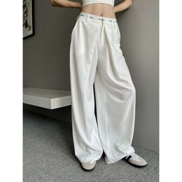 Women's Leggings Spring/summer Ribbon Letter Dotted Wide Leg Pants for Casual Fashion Versatile Straight Show Slim Simple Style