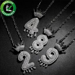 Iced Out Pendant Hip Hop Jewellery Men Luxury Designer Necklace Mens Diamond Chain Pendant Bling Number Rapper Hiphop Gold Silver Ch186g