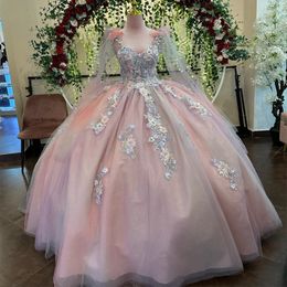 Sparkly Pink Princess Ball Gown Quinceanera Dresses 2024 Appliques Spaghetti Strap Sweetheart Sequined Vestidos De 15 Anos Gala