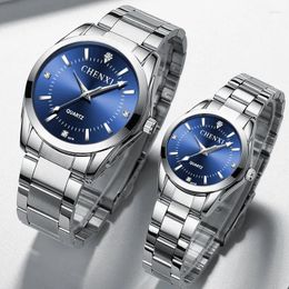 Wristwatches Fashion Couple Luminous Quartz Watch Luxury Women Stainless Steel Men Business Casual Montre Femme