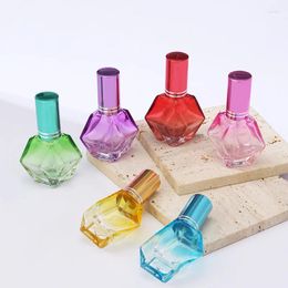 Storage Bottles 12ml Diamond Coloured Glass Perfume Bottle 6 Colours Portable Spray Refillable Essential Oil Sample Empty