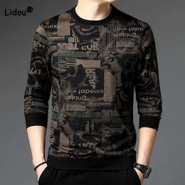 Men's Hoodies Sweatshirts Spring Autumn Men's Trend Long Sleeve Printing T-shirt Fashionable Vintage All-match Handsome O-Neck Loose Tops Male Clothes J231227