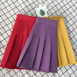 Skirts Purple Women's Clothes Korean Stylish Fashion Summer High Waist Mini Pleated Falda Negra Short For School Girls