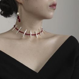 Choker Halloween Costumes Vampire Bloody Drip Real True Pearl Necklace Party Cosplay Decorations Joke Gifts Woman