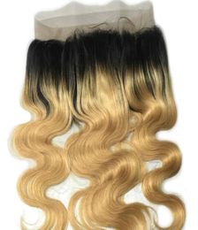 Dark Root Two Tone Ombre 360 Lace Frontal Closure Body Wave T1b 27 99J Blonde Color Peruvian Virgin Hair Pre Plucked 3609164864