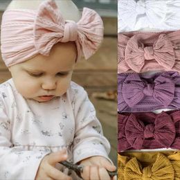 Hair Accessories Girls' Wide Headscarf Soft Jacquard Nylon Children's Headwear Baby Bow Non Damaging Band Headbands For Girls