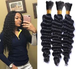 Brazilian Hair Bulk Deep Wave Natural Color No Weft Micro mini Braiding Curly Bulks Hair7242612