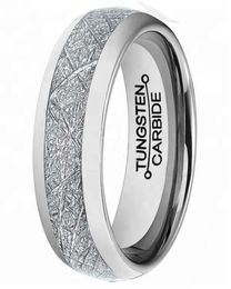 6mm Mens Womens Tungsten Carbide Meteorite Inlay Wedding Band Finger Ring9100222