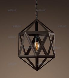 RH Lighting Restoration Hardware Vintage Pendant Lamp STEEL POLYHEDRON PENDANT RH Loft lights fixture7740415