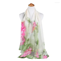 Scarves Chiffon Floral Design Print Silk Scarf Women Shawl Headscarf Bandage Hijabs Muslim Elegant Wrap 50 160cm