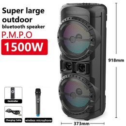 125W Super Large Outdoor Bluetooth Speaker 12 Inch Double Horn Subwoofer Portable Wireless Column Bass Sound with Microphone FM 240102