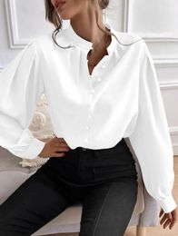 Women's Blouses Elegant Spring And Autumn Fashion Half Open Collar Long Sleeve Loose Fitting Shirt Casual Single Breasted Office