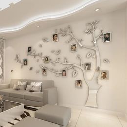 Stickers Wall Stickers Tree Photo Frame Sticker DIY Mirror Wall Decal Home Decoration Living Room Bedroom Poster TV Background Wall Decor T