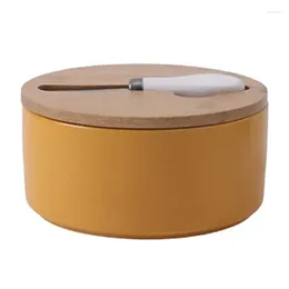 Dinnerware Butter Holder With Lid Large-Capacity Ceramic Tray Keeper Round Cheese Box For Home Countertop Table Decoration