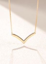 18K Yellow gold plated Polished Wishbone Necklace Women Gift Jewellery for 925 Sterling Silver Gold Chain Necklaces with Original Box8958873