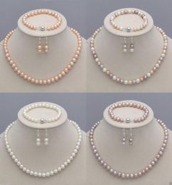 89mm Natural Akoya Cultured Pearl Necklace Bracelet Earrings Jewellery Set informati2913200