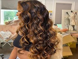 Highlight ombre Human Hair Wigs body wave Pre Plucked Lace Front brazilian brown blonde Remy Frontal Wig For Black Women 150 diva2040242
