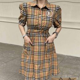 Women's dress Spring summer new temperament slimming British style retro plaid shirt style dress high quality leisure literature