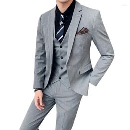 Men's Suits 2024 Dress Autumn And Winter British Korean Version Slim Casual Business Suit Three-piece Set