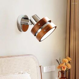 Wall Lamp French Retro Electroplated Hardware Solid Wood Bedroom Living Room Lamps Corridor Balcony Tv Lights Fixtures