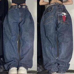 Women's Jeans Y2K Fashion American Baggy Oversized Pattern Printed High Waist Wide-leg Pants Harajuku Women Casual Slacks Streetwear