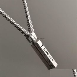 Pendant Necklaces Stainless Steel Bar I Love You Always Necklace The Wishing Column Letter Pendant Necklaces Gold Chains Lovers Couple Dhugt