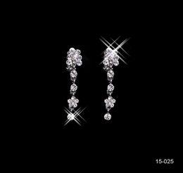 15025 Holy Rhinestone Crystal Four Leaf Clover Earring Necklace Set Bridal Party Lobster Clasp Cheap Jewel Sets for Prom Evening6825163