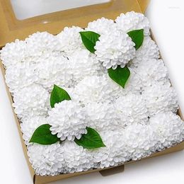 Decorative Flowers 25pcs/box Artificial Silk Hydrangea DIY Wedding Bouquet Garden Rose Arch Home Party Decor Christmas Gift