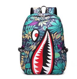 Fashion Shark Personality Junior High School Backpack Lightweight Children'