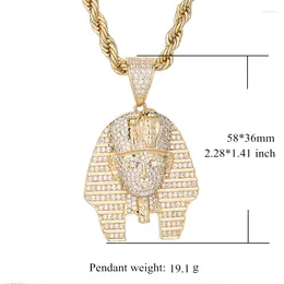 Pendants Arrival Hip Hop 14k Gold Plated Egyptian Pharaoh Zircon Copper Pendant Charm Necklace