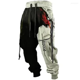 Calças masculinas homens sweatpants jogger masculino cordão elástico cintura 3d impresso conforto gráfico respirável esportes streetwear designer