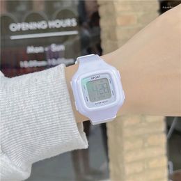 Wristwatches Fashion Macaron Sport Square Watch Luminous Mini Dial Casual Clock Rubber Strap Fashionable Outdoor For Women