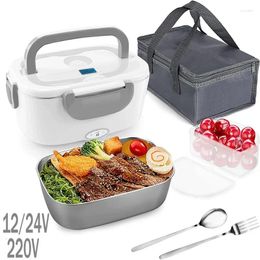 Dinnerware Portable Electric Heated Lunch Box Stainless Steel School Student Picnic 220V 24V 12V Heating Warmer For Home Office Car