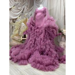 Lavender Ruffles Maternity Dress for Photography With Wrap Pregnant Photoshoot Robe Photo Shoot Dresses Women Baby Shower