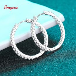 Stud Smyoue 2.88ct White Gold Moissanite Hoop Earring for Women Sparkling Full Enternity Diamond Earrings 3.1cm Sterling Sier