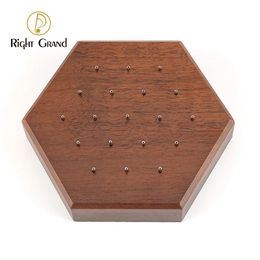 Boxes Hexagon Black Walnut Solid Wood Display Stand for 16g 14g Piercing Jewellery Modern Display Holder with 19 Holes