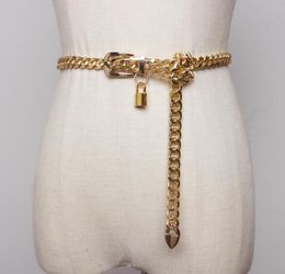 Belts 2022 Gold Chain Belt Lock Metal For Women Cuban Key Chains Silver Punks Dress Waistband Long Ketting Riem Cummerbunds2396607