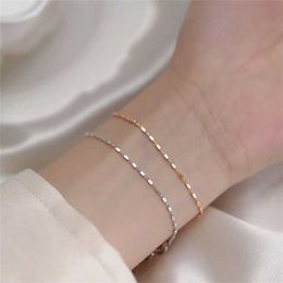 26% OFF Sterling Silver Square Women's Simple Fashionable Individualized Cold and Small Style Design Trend Versatile Bracelet Handpiece