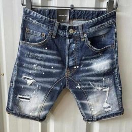Men's Jeans Fashion Casual Hole Spray Paint Denim Shorts Style Trendy Slim Short DT091