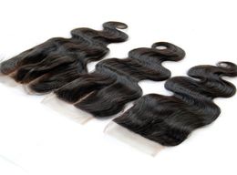 Brazilian Peruvian Malaysian Indian Cambodian Body Wave Lace Closure 44 Unprocessed Virgin Human Hair Top Closures Middle 3 1022629