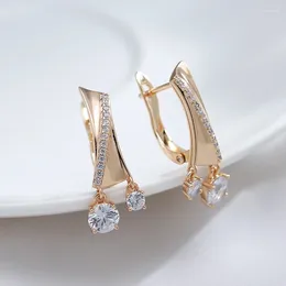 Dangle Earrings Wbmqda 585 Rose Gold Color Fashion Drop For Women Natural Zircon Setting Fine Dubai Jewelry Accessories