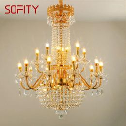 Chandeliers SOFITY Luxurious Golden Crystal Pendant Lamp European Candle Art Living Room Restaurant Bedroom Villa El Chandelier