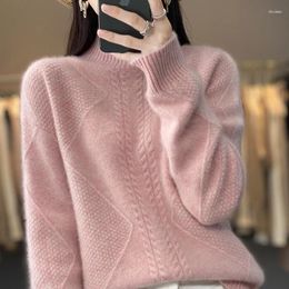 Women's Sweaters Cashmere Sweater Half High Neck Pullover Merino Wool Casual Knitting Loose Top Autumn And Winter Thickened