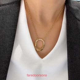 Top Quality Tifannissm necklace For women online store V Gold Material Lock Necklace Coloured Electroplated Trendy High Accessories