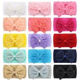 15PCS Baby Headbands Hair Bows Soft Nylon Kids Headwear Hair Accessories Wholesales 231229