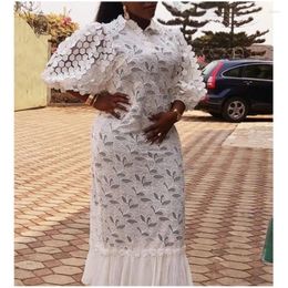 Ethnic Clothing Big Size White African Dresses For Women Elegant Embroidery Evening Wedding Party Long Dress Autumn Loose Dubai Kaftan Abaya