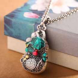 Pendant Necklaces Gourd Vintage Burnt Blue Simple And Fashionable Women's Dripping Glue Thread Cutting Technology Fugua