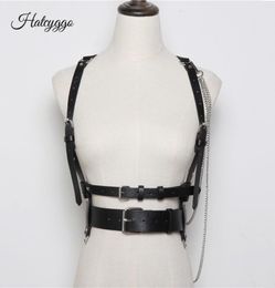 HATCYGGO New Leather Harness Lingerie Belt Women Sexy Chest Sculpting Body Waist Belt Female Punk Gothic Wish Chain Garter9108742