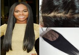 Virgin Brazilian hair Silk Base Closure 4x4 Silk Top Lace Closure With Baby Hair Bleached Knots Middle 3 Way Part6210439